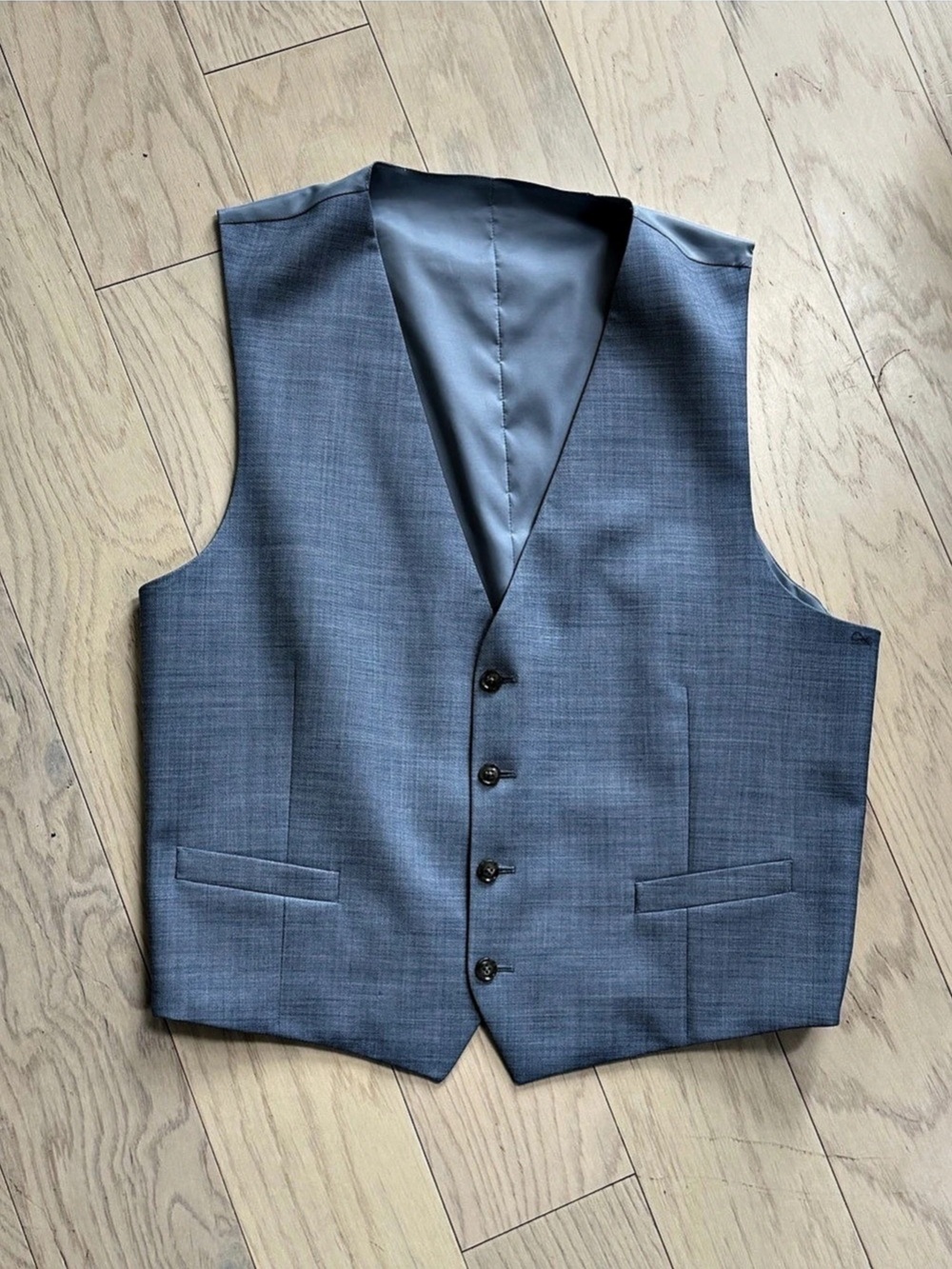 Blue Button-Front Vest Size L